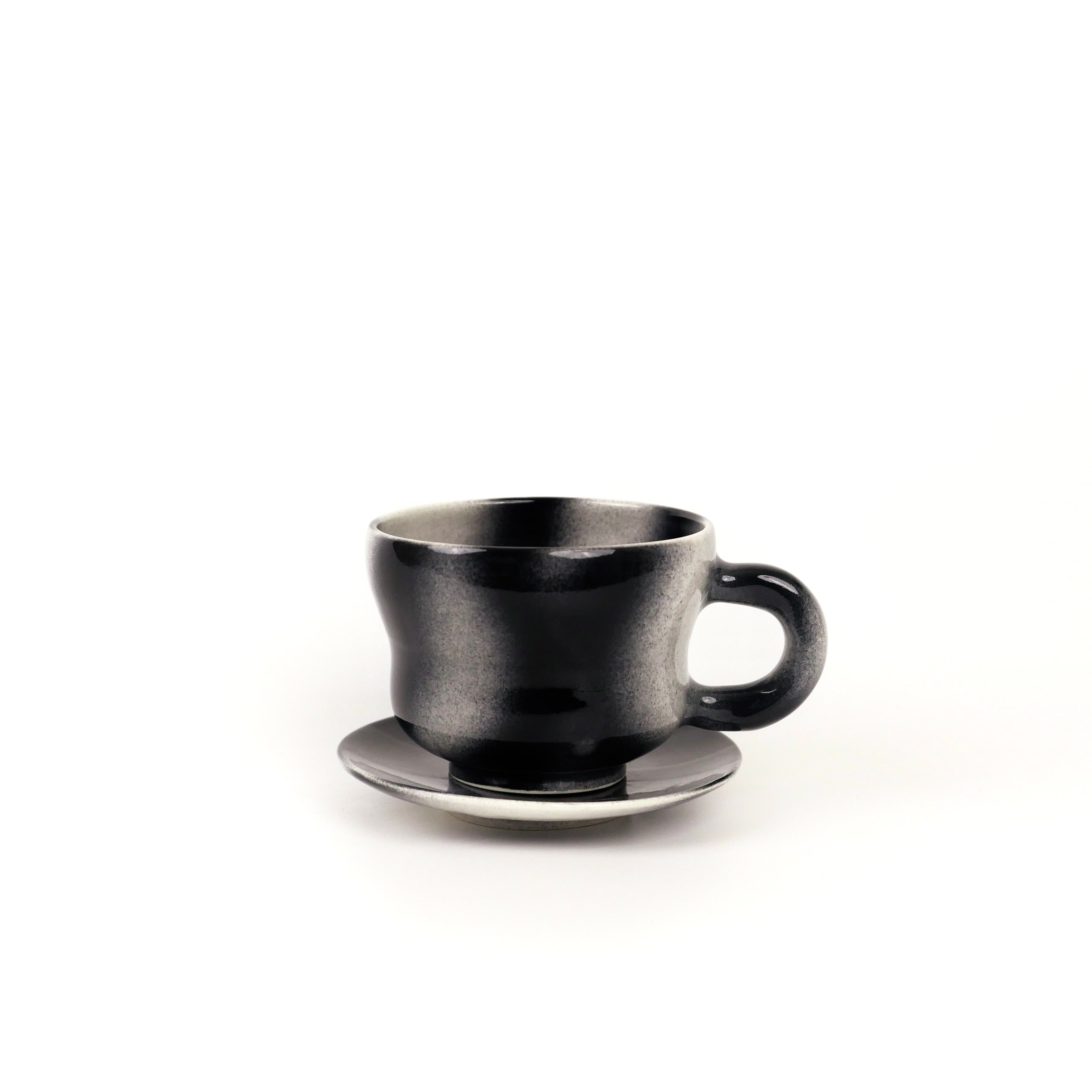 spray gun plaid mug & saucer