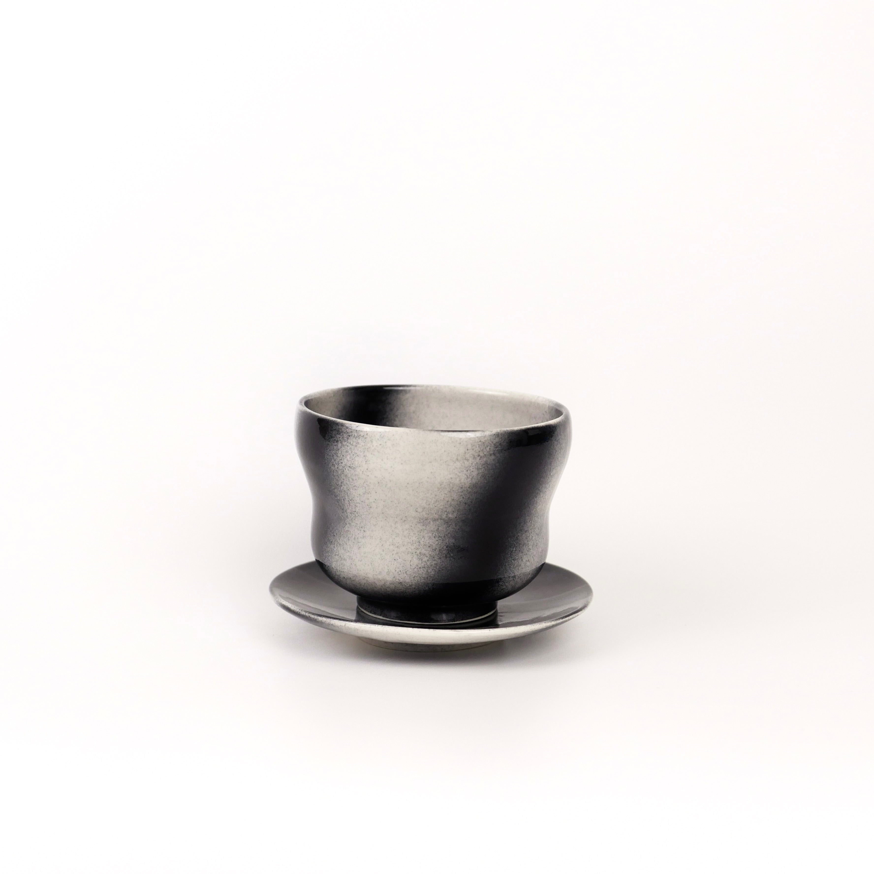 spray gun plaid mug & saucer