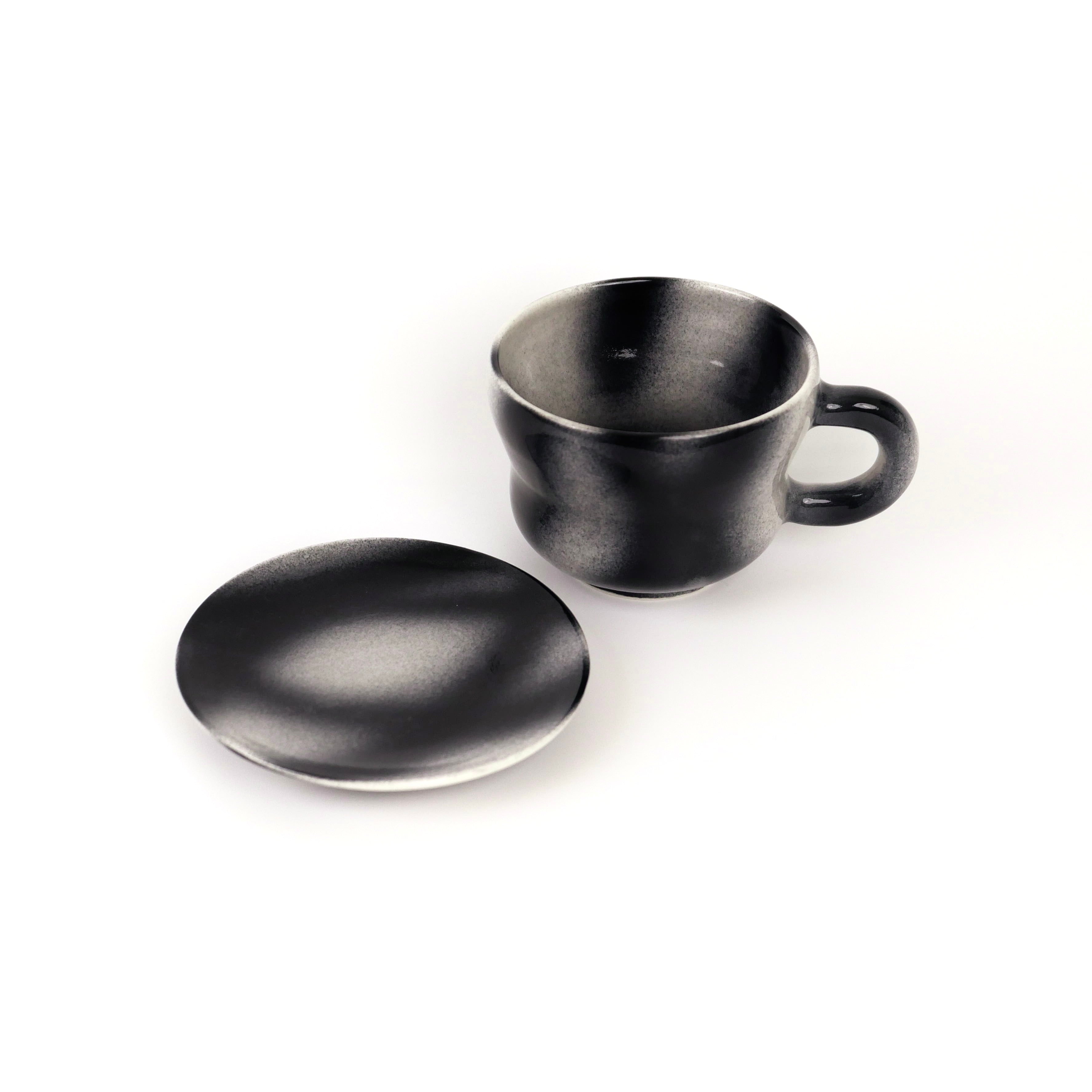 spray gun plaid mug & saucer